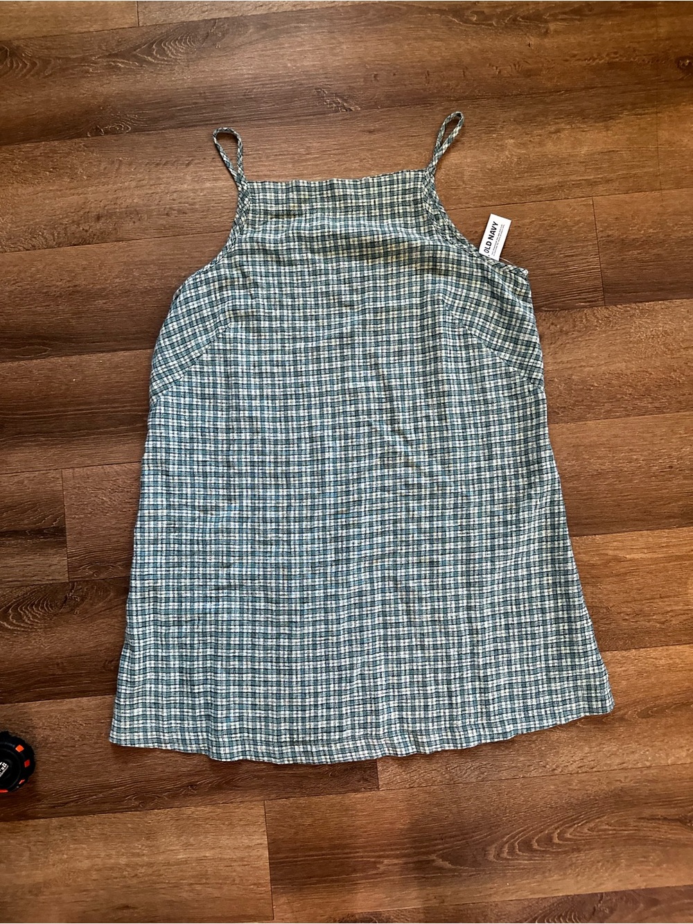 Plaid Spaghetti-Strap Dress - Blue Green